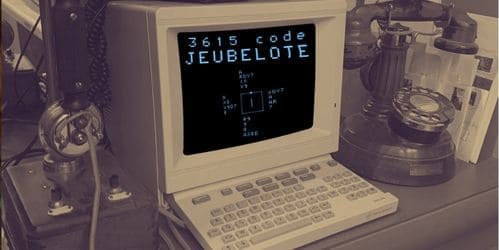 Minitel reprenant le jeu de belote datant de 1987